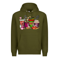Army Green lunch lady coffee cups Premium Hoodie - texasbilliewilder
