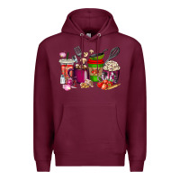 Burgundy lunch lady coffee cups Premium Hoodie - texasbilliewilder