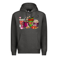 Charcoal Heather lunch lady coffee cups Premium Hoodie - texasbilliewilder