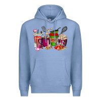 Colony Blue lunch lady coffee cups Premium Hoodie - texasbilliewilder