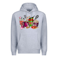 Heather Grey lunch lady coffee cups Premium Hoodie - texasbilliewilder