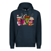 Navy lunch lady coffee cups Premium Hoodie - texasbilliewilder