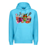 Ocean Blue lunch lady coffee cups Premium Hoodie - texasbilliewilder