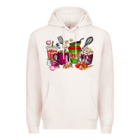 Pale Pink lunch lady coffee cups Premium Hoodie - texasbilliewilder