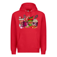 Red lunch lady coffee cups Premium Hoodie - texasbilliewilder