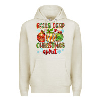 Oatmeal Heather balls deep in christmas spirit Premium Hoodie - Zillion Design Studio