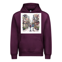 Mauve Wine Japan Street Urban Hoodie - Unal Design