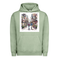 Pigment Oil Green Japan Street Urban Hoodie - Unal Design