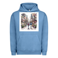 Pigment Pebble Blue Japan Street Urban Hoodie - Unal Design