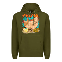 Army Green mama hen with sunflowers Premium Hoodie - texasbilliewilder