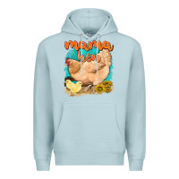 Blue Mist mama hen with sunflowers Premium Hoodie - texasbilliewilder