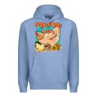 Colony Blue mama hen with sunflowers Premium Hoodie - texasbilliewilder