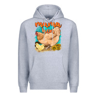 Heather Grey mama hen with sunflowers Premium Hoodie - texasbilliewilder