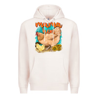 Pale Pink mama hen with sunflowers Premium Hoodie - texasbilliewilder