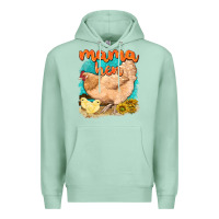 Seafoam mama hen with sunflowers Premium Hoodie - texasbilliewilder
