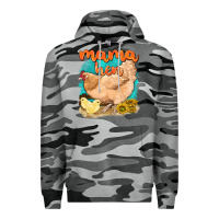 Slate Camo mama hen with sunflowers Premium Hoodie - texasbilliewilder