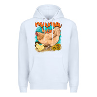 White mama hen with sunflowers Premium Hoodie - texasbilliewilder