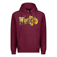 Burgundy monkey coffee cups Premium Hoodie - texasbilliewilder