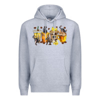 Heather Grey monkey coffee cups Premium Hoodie - texasbilliewilder