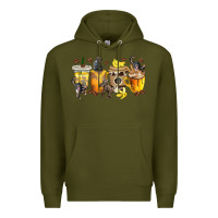 Army Green monkey coffee cups Premium Hoodie - texasbilliewilder