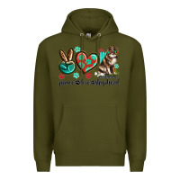 Army Green peace love australian shepherd Premium Hoodie - texasbilliewilder