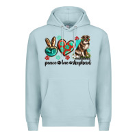 Blue Mist peace love australian shepherd Premium Hoodie - texasbilliewilder