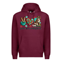 Burgundy peace love australian shepherd Premium Hoodie - texasbilliewilder