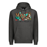 Charcoal Heather peace love australian shepherd Premium Hoodie - texasbilliewilder