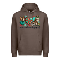 Coffee peace love australian shepherd Premium Hoodie - texasbilliewilder