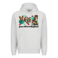Dove Grey peace love australian shepherd Premium Hoodie - texasbilliewilder