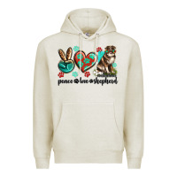 Oatmeal Heather peace love australian shepherd Premium Hoodie - texasbilliewilder