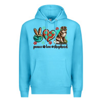 Ocean Blue peace love australian shepherd Premium Hoodie - texasbilliewilder