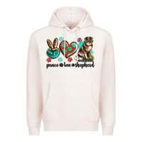 Pale Pink peace love australian shepherd Premium Hoodie - texasbilliewilder