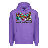 Purple peace love australian shepherd Premium Hoodie - texasbilliewilder