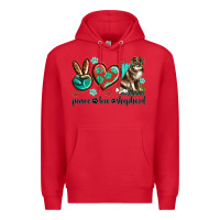 Red peace love australian shepherd Premium Hoodie - texasbilliewilder
