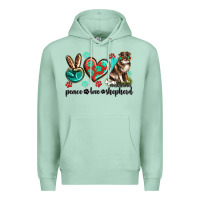 Seafoam peace love australian shepherd Premium Hoodie - texasbilliewilder