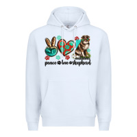 White peace love australian shepherd Premium Hoodie - texasbilliewilder