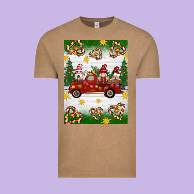 Christmas Gnomes Truck Vintage Tee Designed By Artiststas