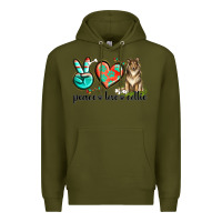 Army Green peace love collie Premium Hoodie - texasbilliewilder