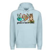 Blue Mist peace love collie Premium Hoodie - texasbilliewilder