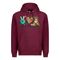 Burgundy peace love collie Premium Hoodie - texasbilliewilder