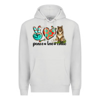 Dove Grey peace love collie Premium Hoodie - texasbilliewilder