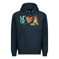 Navy peace love collie Premium Hoodie - texasbilliewilder