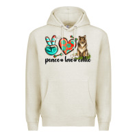 Oatmeal Heather peace love collie Premium Hoodie - texasbilliewilder