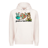 Pale Pink peace love collie Premium Hoodie - texasbilliewilder