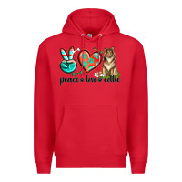 Red peace love collie Premium Hoodie - texasbilliewilder