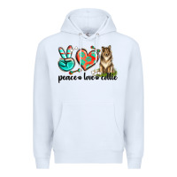 White peace love collie Premium Hoodie - texasbilliewilder