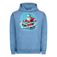 Pigment Pebble Blue happy santa Urban Hoodie - Unal Design