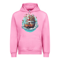 Fuchsia Pink happy santa Urban Hoodie - Unal Design