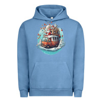 Pigment Pebble Blue happy santa Urban Hoodie - Unal Design